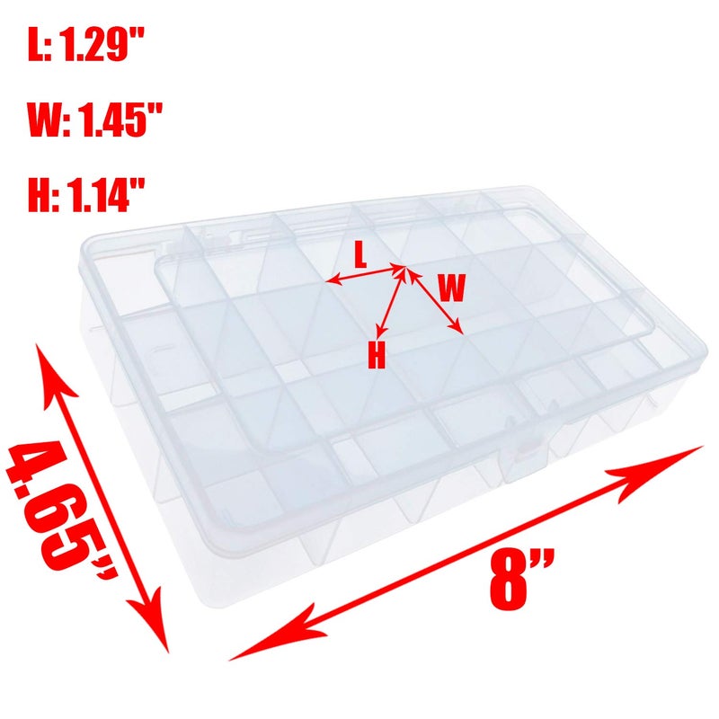 Xiaoyztan Clear Plastic Organizer, 18 Fixed Grids, Jewelry Box Bead Storage Container for Small Parts, Fishing Tackle, DIY Crafts, and Earrings, Overall 8 x 4.7 x 1.3 Inch, 2Pcs - Image 5
